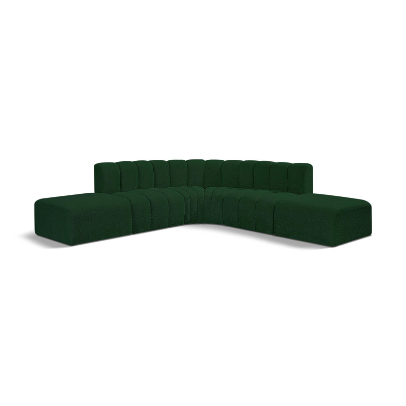 Meridian Arc Green Boucle Fabric 6 pc Modular Sectional IMAGE 1