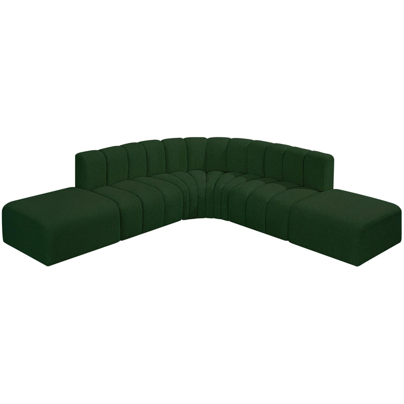 Meridian Arc Green Boucle Fabric 6 pc Modular Sectional IMAGE 4