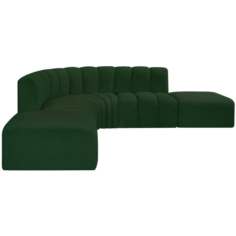 Meridian Arc Green Boucle Fabric 6 pc Modular Sectional IMAGE 6