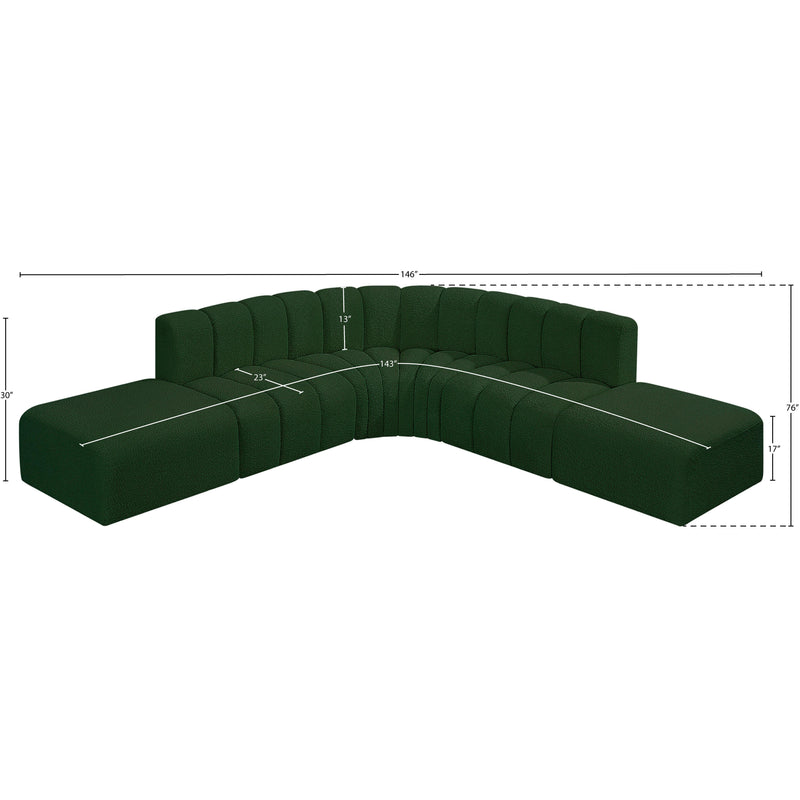 Meridian Arc Green Boucle Fabric 6 pc Modular Sectional IMAGE 7