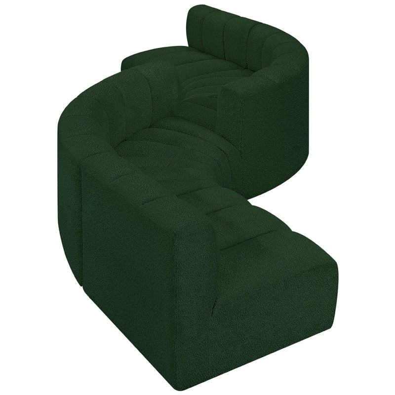 Meridian Arc Green Boucle Fabric 6 pc Modular Sectional IMAGE 3
