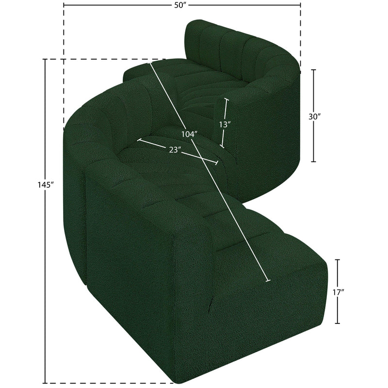 Meridian Arc Green Boucle Fabric 6 pc Modular Sectional IMAGE 5