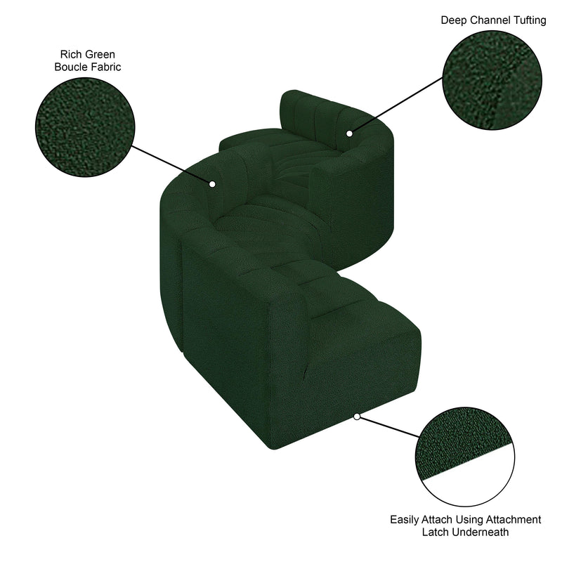 Meridian Arc Green Boucle Fabric 6 pc Modular Sectional IMAGE 6