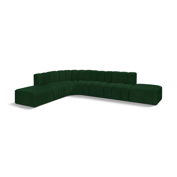 Meridian Arc Green Boucle Fabric 7 pc Modular Sectional IMAGE 1