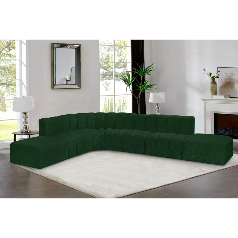 Meridian Arc Green Boucle Fabric 7 pc Modular Sectional IMAGE 2