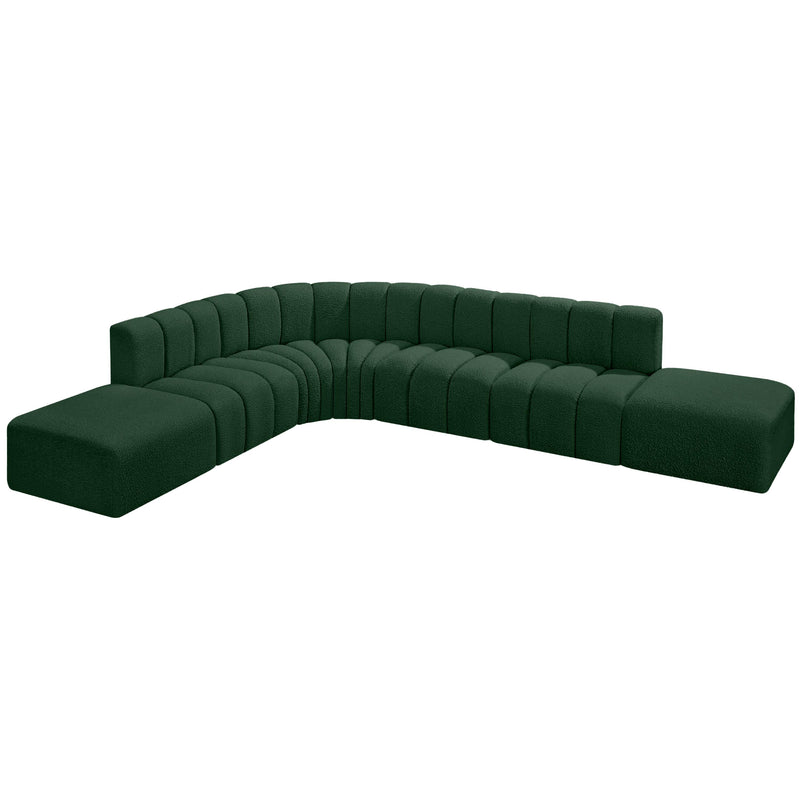 Meridian Arc Green Boucle Fabric 7 pc Modular Sectional IMAGE 4