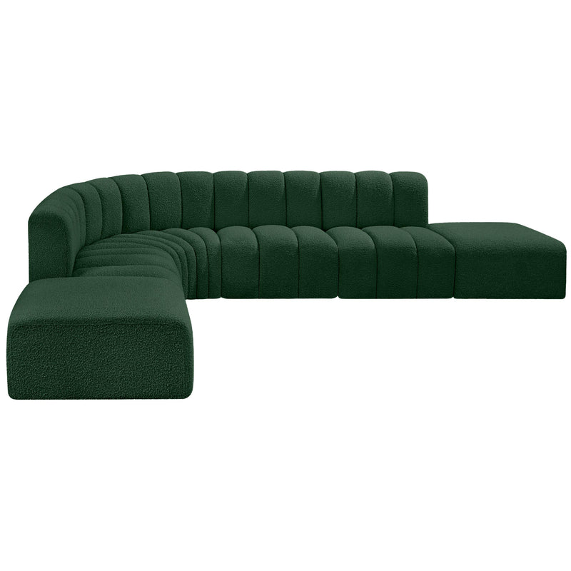 Meridian Arc Green Boucle Fabric 7 pc Modular Sectional IMAGE 5
