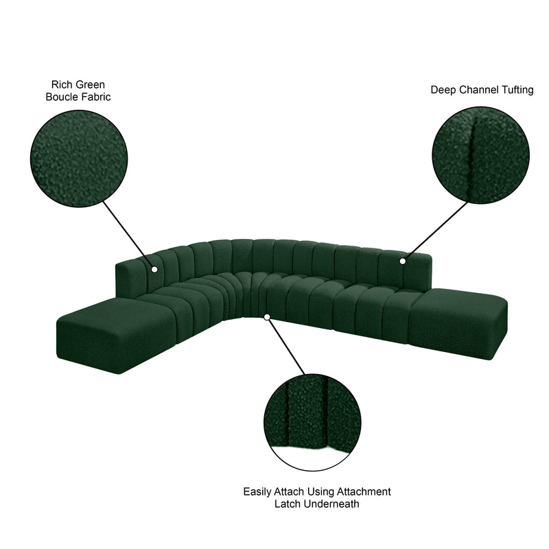 Meridian Arc Green Boucle Fabric 7 pc Modular Sectional IMAGE 7