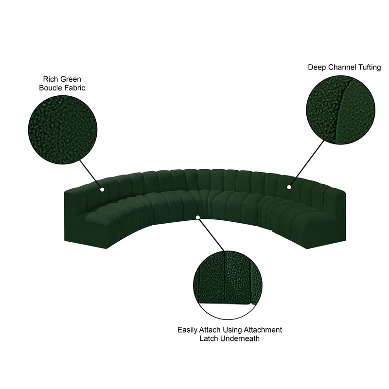 Meridian Arc Green Boucle Fabric 7 pc Modular Sectional IMAGE 10