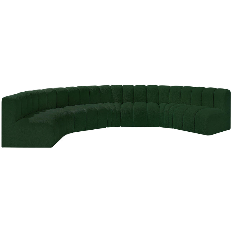 Meridian Arc Green Boucle Fabric 7 pc Modular Sectional IMAGE 4