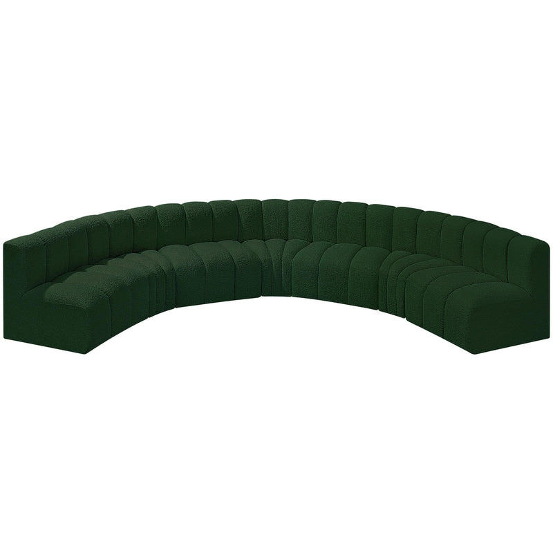 Meridian Arc Green Boucle Fabric 7 pc Modular Sectional IMAGE 5