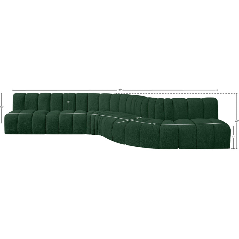 Meridian Arc Green Boucle Fabric 7 pc Modular Sectional IMAGE 11