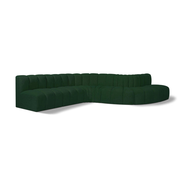 Meridian Arc Green Boucle Fabric 7 pc Modular Sectional IMAGE 1