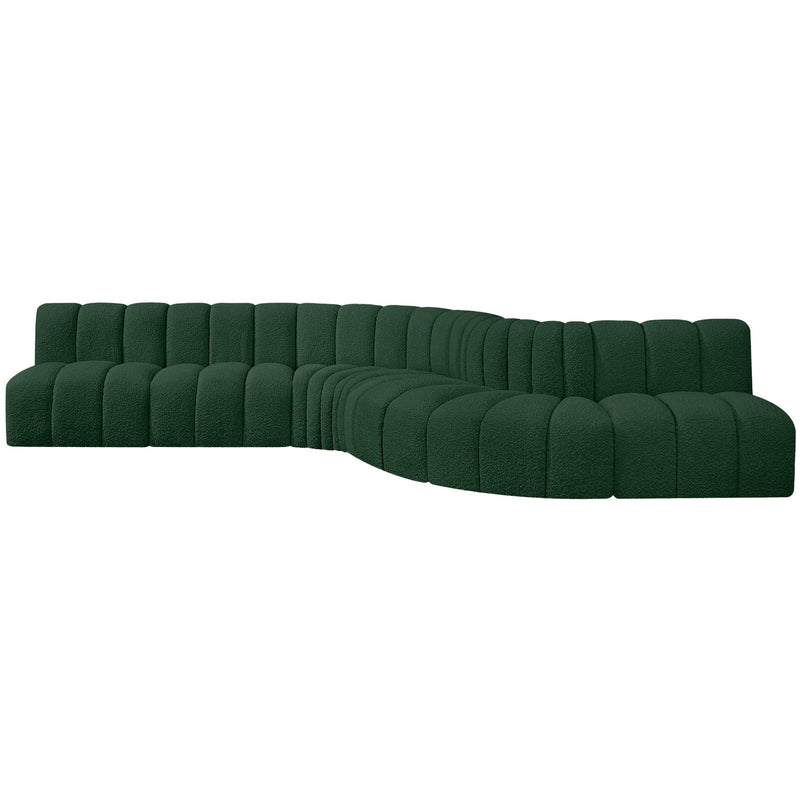 Meridian Arc Green Boucle Fabric 7 pc Modular Sectional IMAGE 4