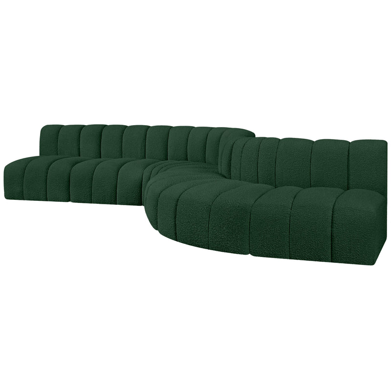 Meridian Arc Green Boucle Fabric 7 pc Modular Sectional IMAGE 5