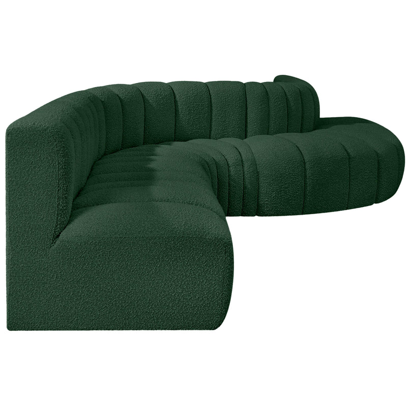 Meridian Arc Green Boucle Fabric 7 pc Modular Sectional IMAGE 6