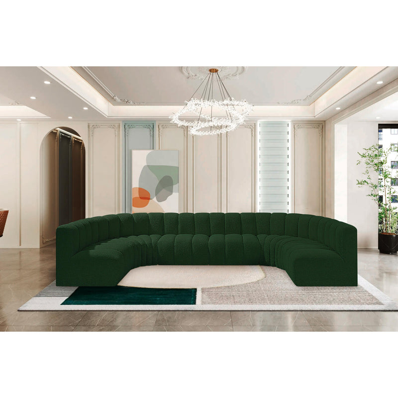 Meridian Arc Green Boucle Fabric 8 pc Modular Sectional IMAGE 2