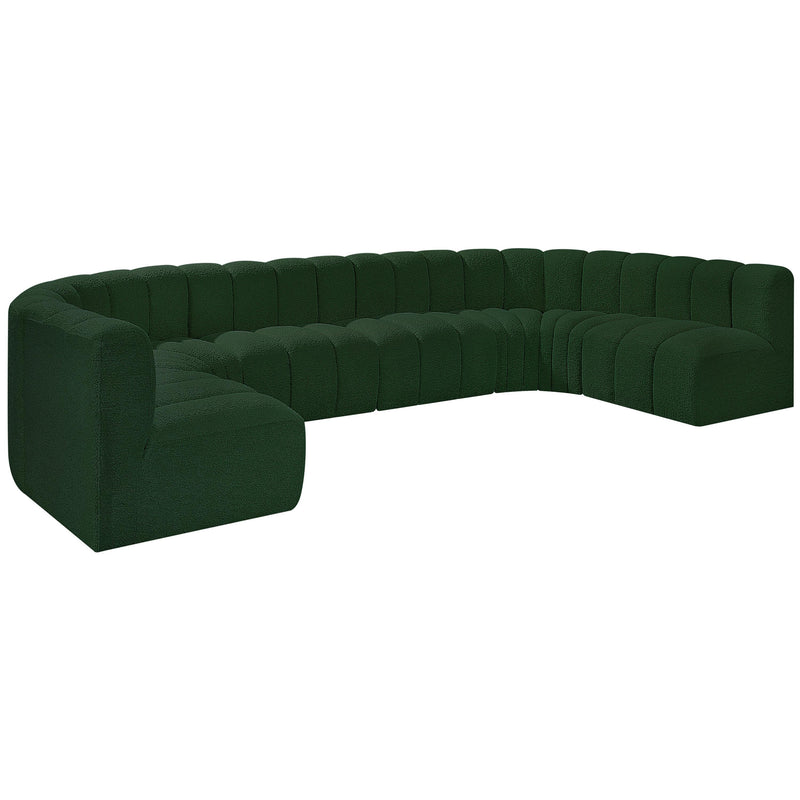 Meridian Arc Green Boucle Fabric 8 pc Modular Sectional IMAGE 4