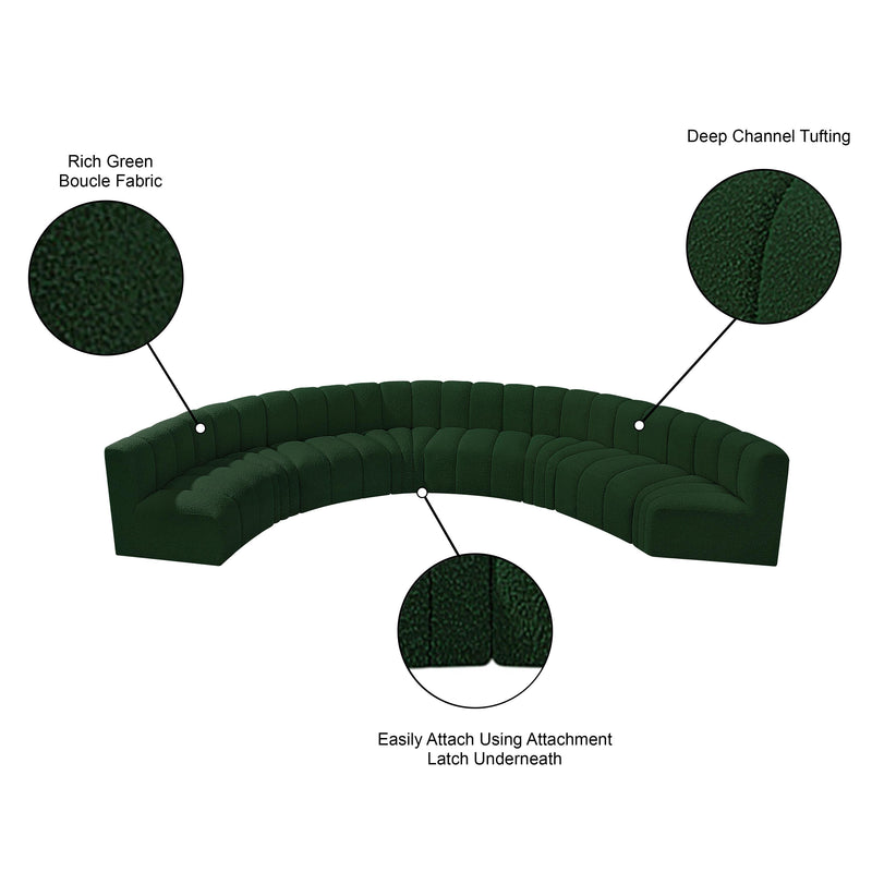 Meridian Arc Green Boucle Fabric 8 pc Modular Sectional IMAGE 10
