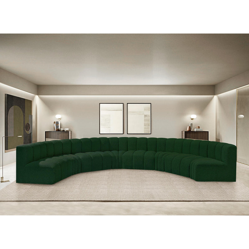 Meridian Arc Green Boucle Fabric 8 pc Modular Sectional IMAGE 2