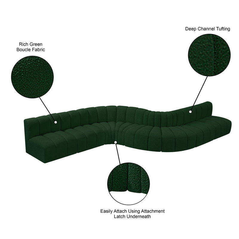 Meridian Arc Green Boucle Fabric 8 pc Modular Sectional IMAGE 11