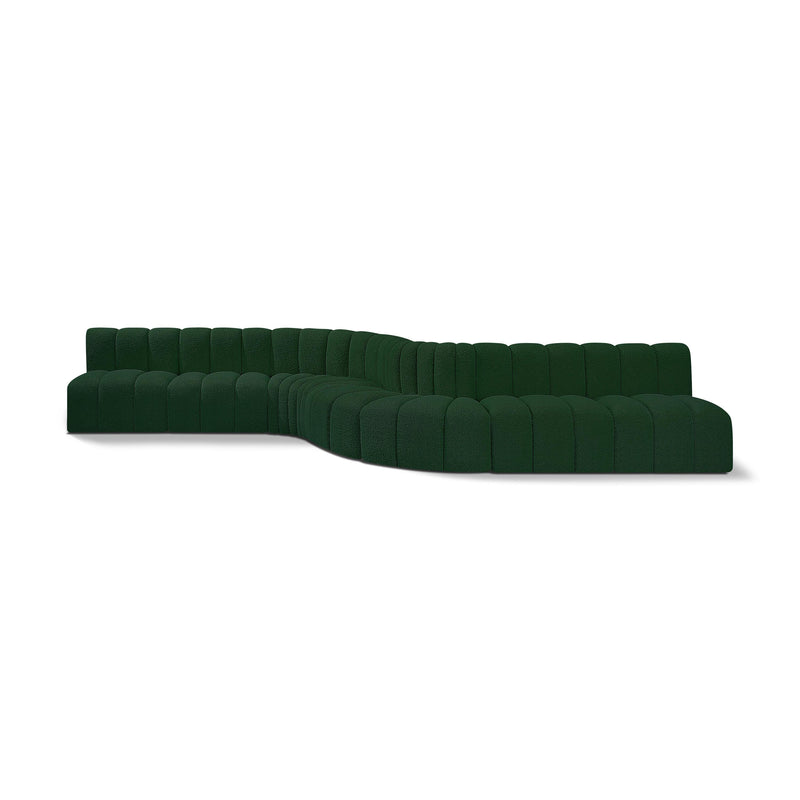Meridian Arc Green Boucle Fabric 8 pc Modular Sectional IMAGE 1