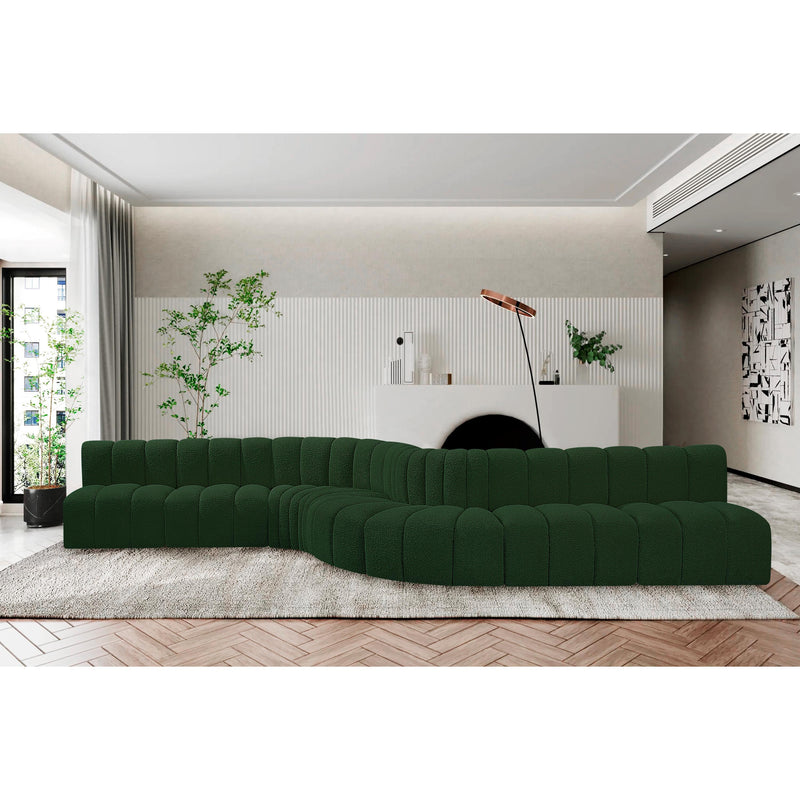 Meridian Arc Green Boucle Fabric 8 pc Modular Sectional IMAGE 2