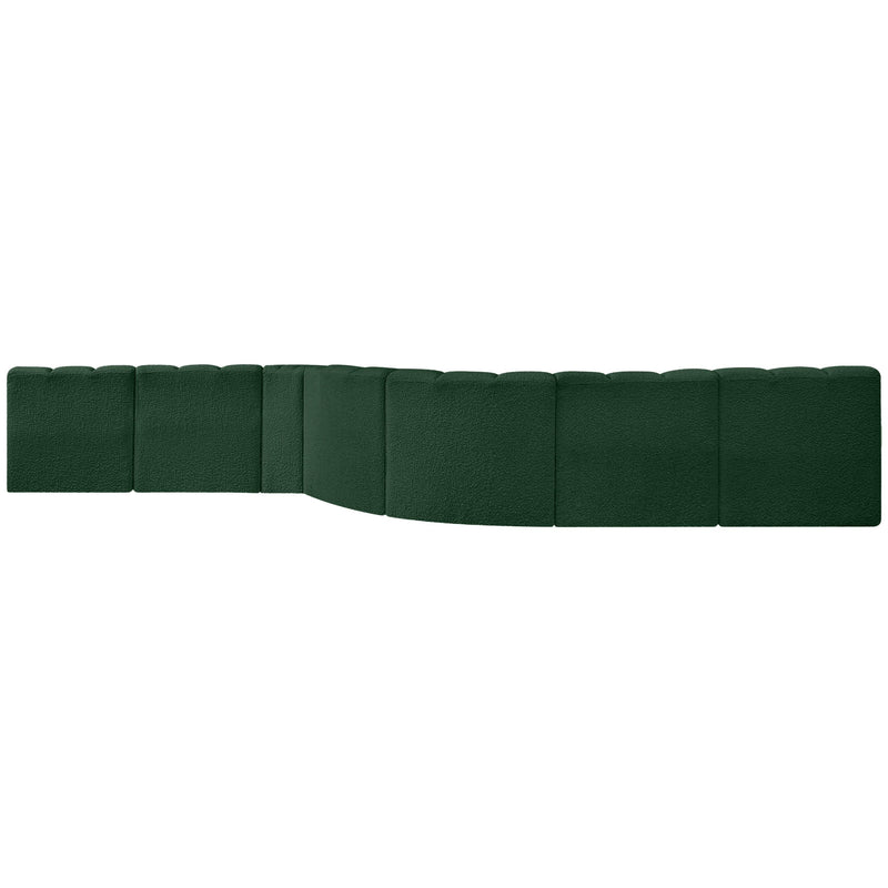 Meridian Arc Green Boucle Fabric 8 pc Modular Sectional IMAGE 3