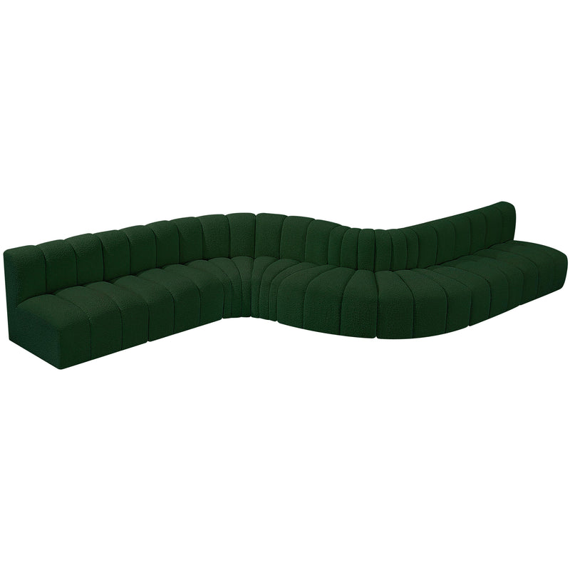 Meridian Arc Green Boucle Fabric 8 pc Modular Sectional IMAGE 4