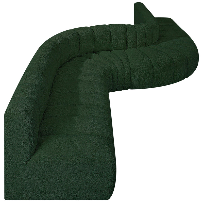 Meridian Arc Green Boucle Fabric 8 pc Modular Sectional IMAGE 6