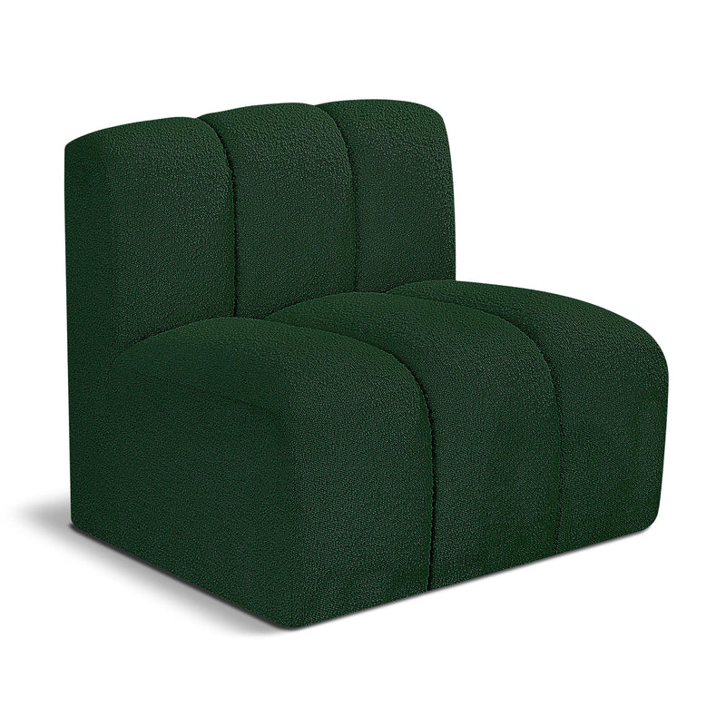 Meridian Arc Green Boucle Fabric Straight Chair IMAGE 1