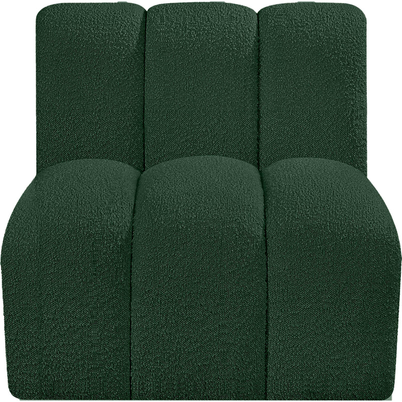 Meridian Arc Green Boucle Fabric Straight Chair IMAGE 4