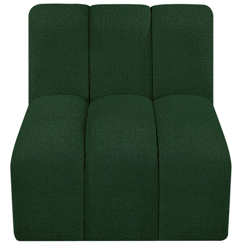 Meridian Arc Green Boucle Fabric Straight Chair IMAGE 5