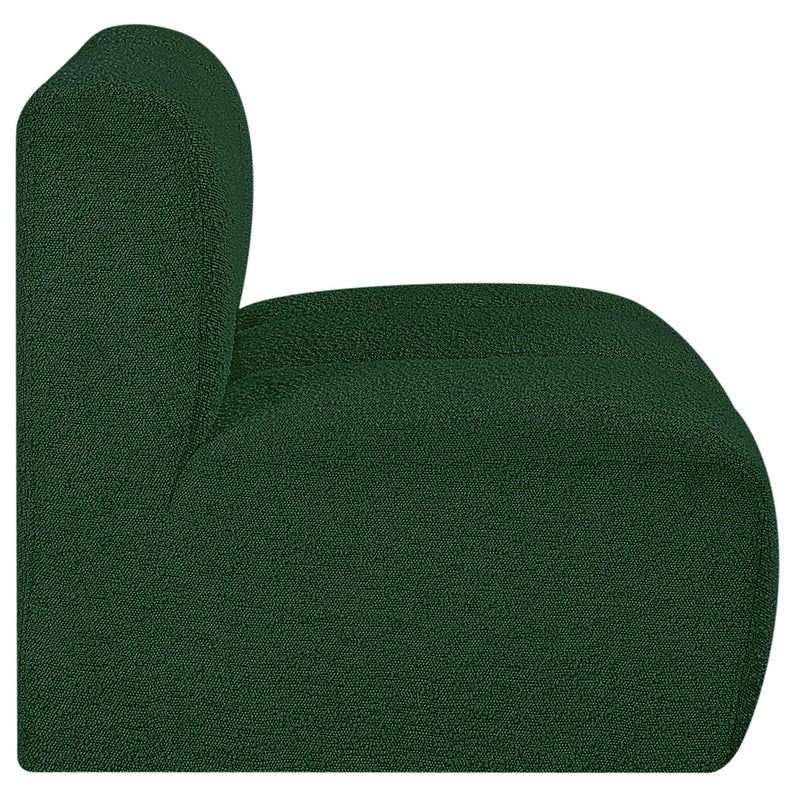 Meridian Arc Green Boucle Fabric Straight Chair IMAGE 6