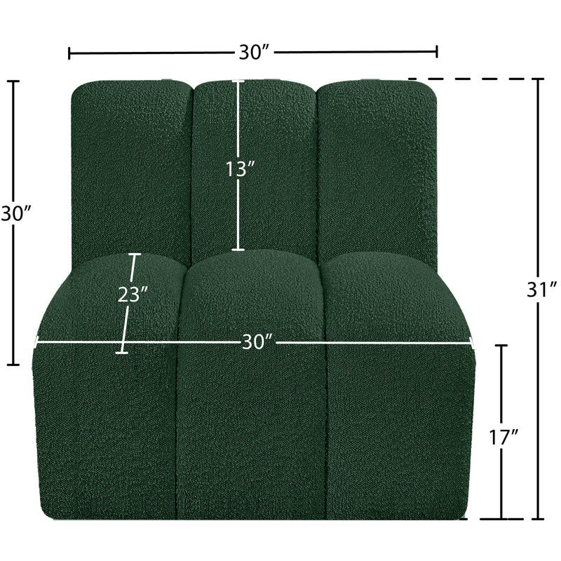 Meridian Arc Green Boucle Fabric Straight Chair IMAGE 7