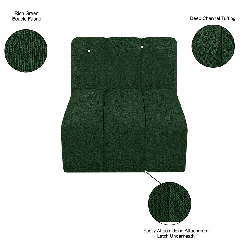 Meridian Arc Green Boucle Fabric Straight Chair IMAGE 8