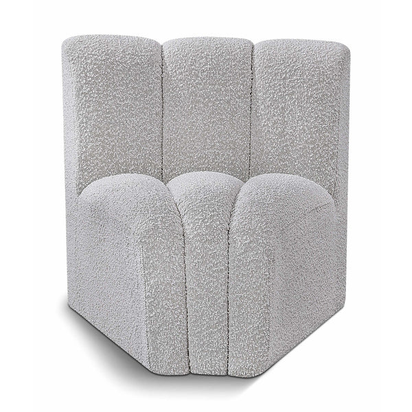 Meridian Arc Grey Boucle Fabric Curved Corner IMAGE 1