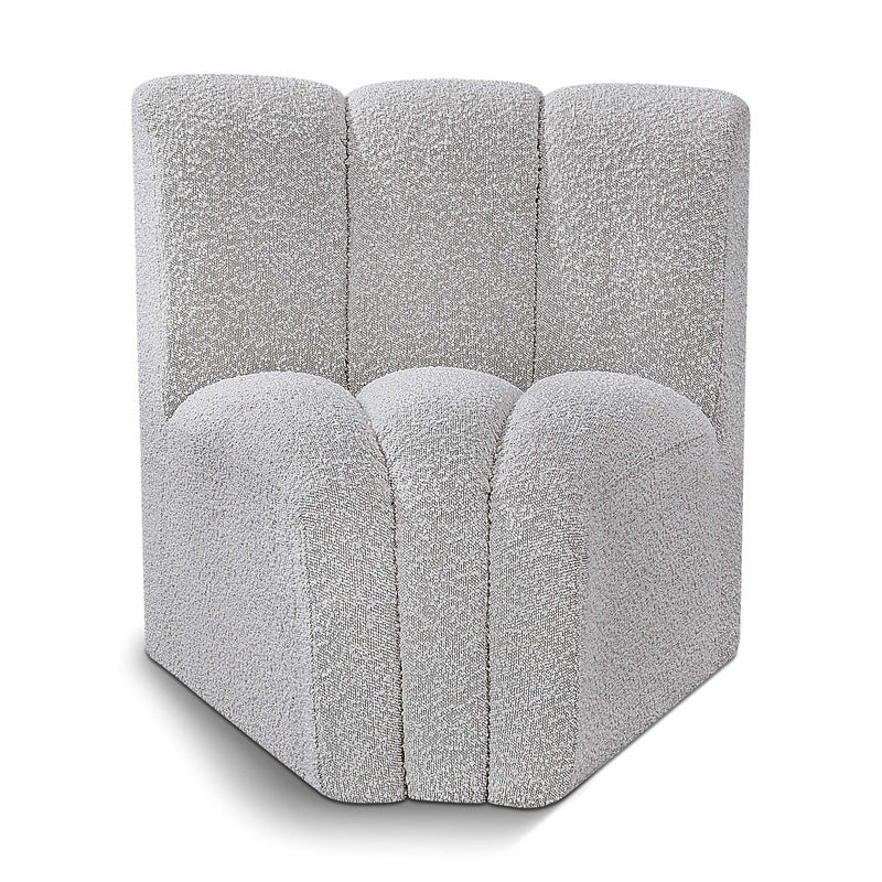 Meridian Arc Grey Boucle Fabric Curved Corner IMAGE 1