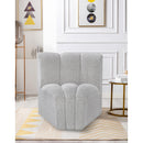 Meridian Arc Grey Boucle Fabric Curved Corner IMAGE 2