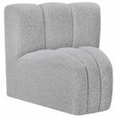 Meridian Arc Grey Boucle Fabric Curved Corner IMAGE 5