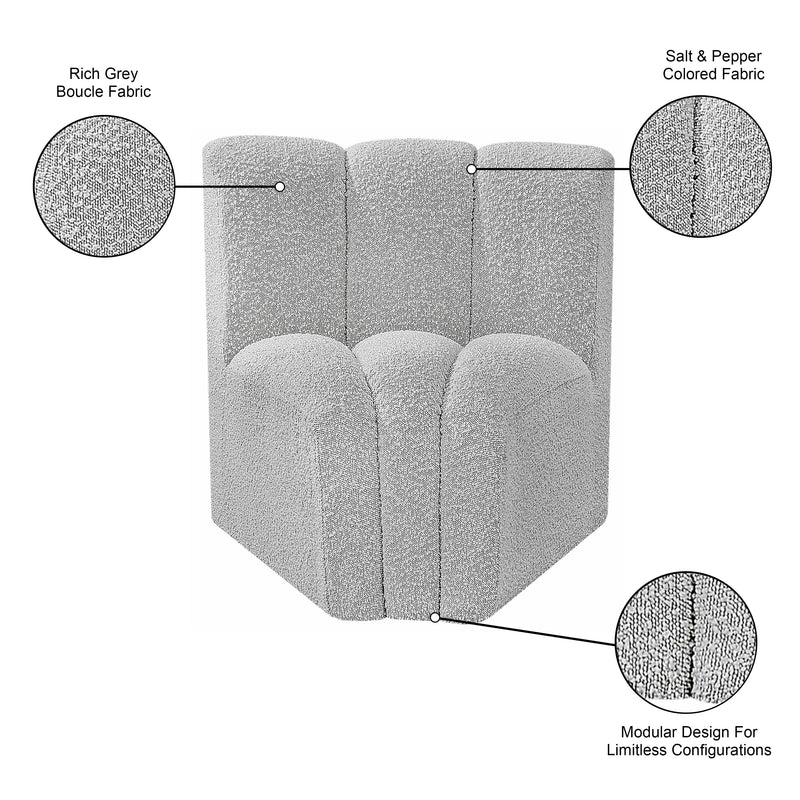Meridian Arc Grey Boucle Fabric Curved Corner IMAGE 7