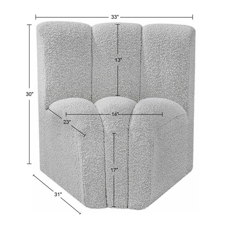 Meridian Arc Grey Boucle Fabric Curved Corner IMAGE 8