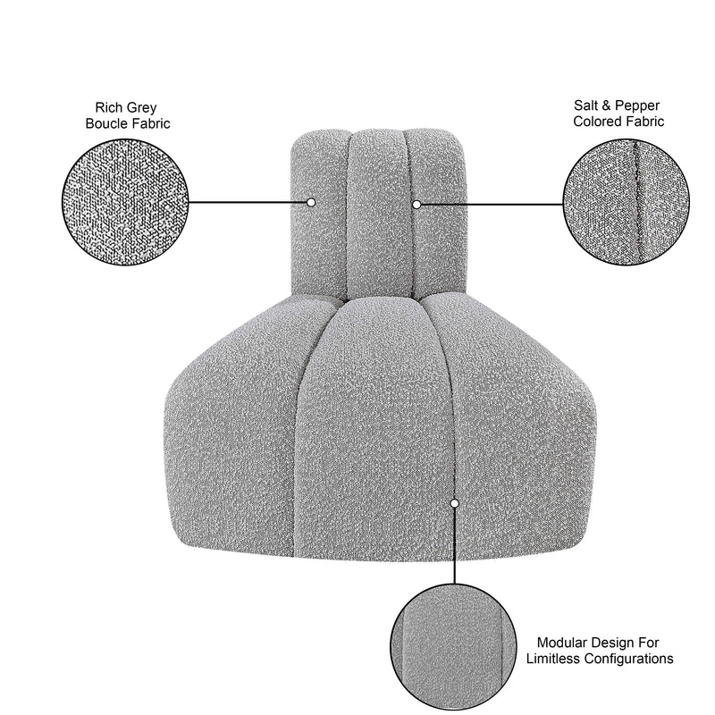 Meridian Arc Grey Boucle Fabric Reverse Corner IMAGE 8