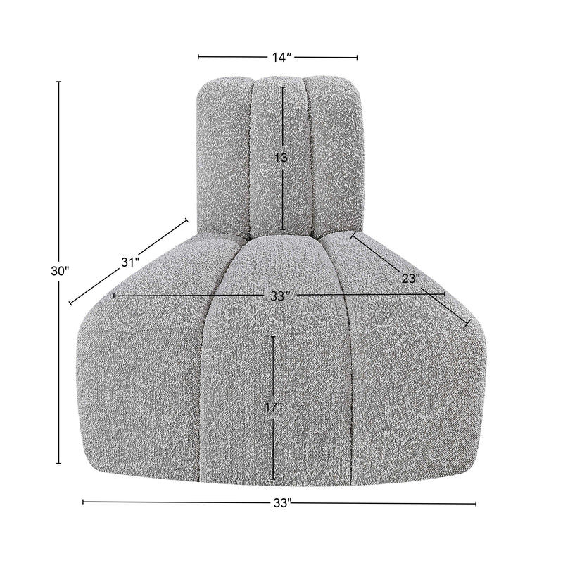 Meridian Arc Grey Boucle Fabric Reverse Corner IMAGE 9