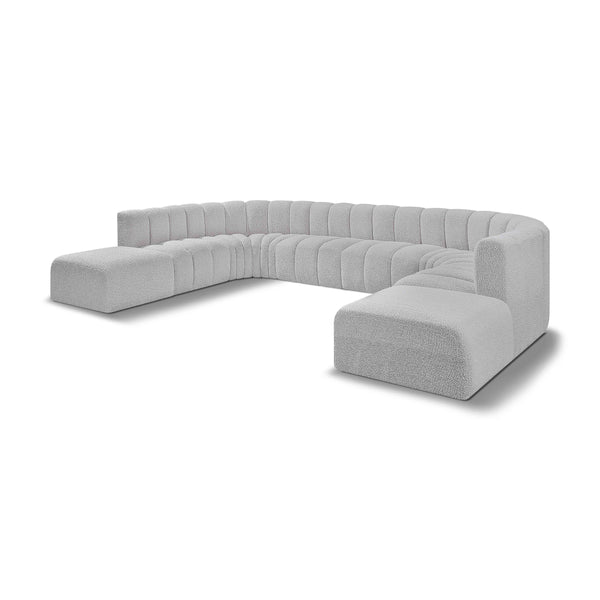 Meridian Arc Grey Boucle Fabric 10 pc Modular Sectional IMAGE 1