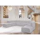 Meridian Arc Grey Boucle Fabric 10 pc Modular Sectional IMAGE 2