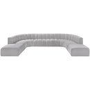 Meridian Arc Grey Boucle Fabric 10 pc Modular Sectional IMAGE 4
