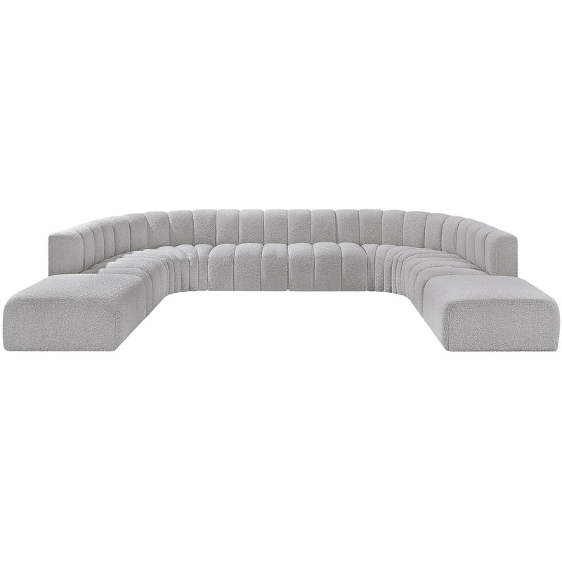 Meridian Arc Grey Boucle Fabric 10 pc Modular Sectional IMAGE 4