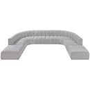 Meridian Arc Grey Boucle Fabric 10 pc Modular Sectional IMAGE 5