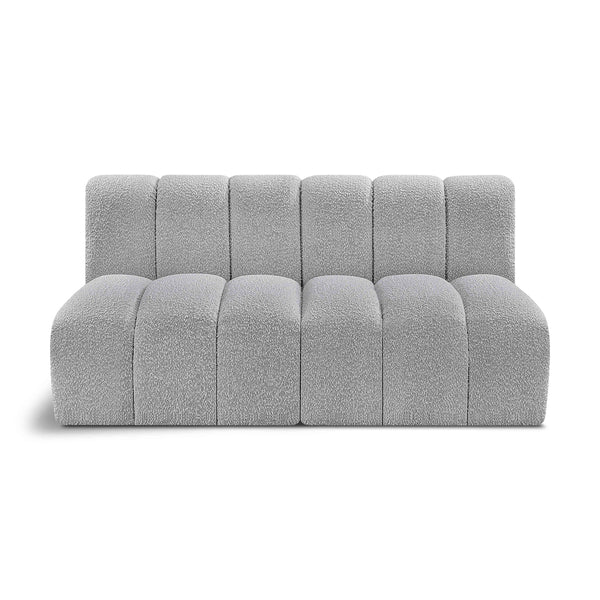 Meridian Arc Grey Boucle Fabric 2 pc Modular Sectional IMAGE 1